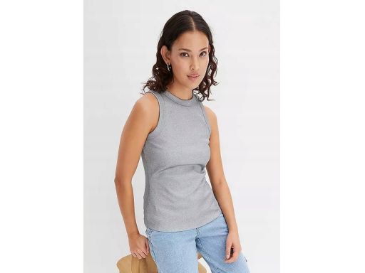 B.P.C srebrny top prążkowany 44/46.