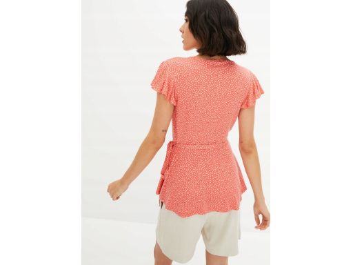 B.P.C bluzka damska kopertowa koralowa we wzorek 40/42.