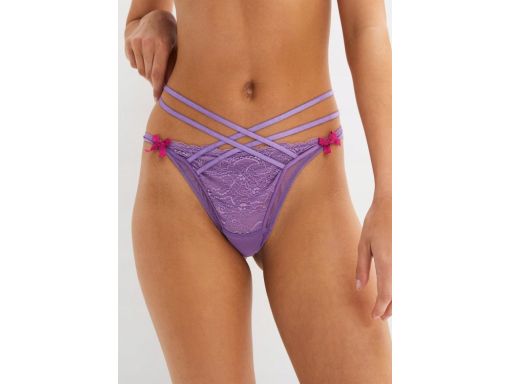 B.P.C fioletowe stringi koronkowe z ozdobnymi paskami ^48/50