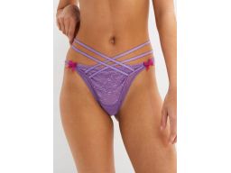 B.P.C fioletowe stringi koronkowe z ozdobnymi paskami ^48/50