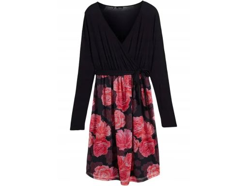 B.P.C sukienka ciążowa czarno-różowa w kwiaty r.36/38