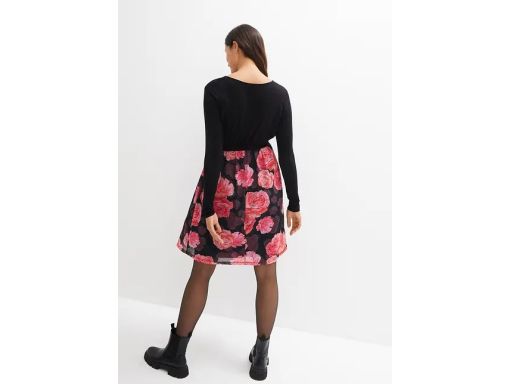 B.P.C sukienka ciążowa czarno-różowa w kwiaty r.36/38