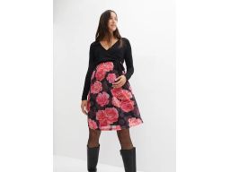 B.P.C sukienka ciążowa czarno-różowa w kwiaty r.36/38