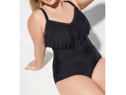 B.P.C kostium jednoczęściowy czarny z frędzlami r.48