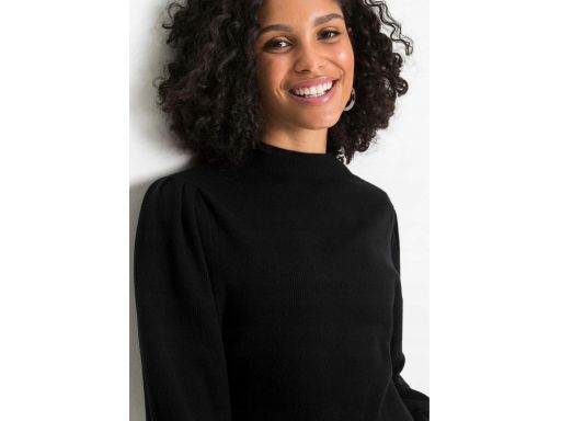 B.P.C sukienka czarna dzianinowa z bufiastymi rękawami ^36/38