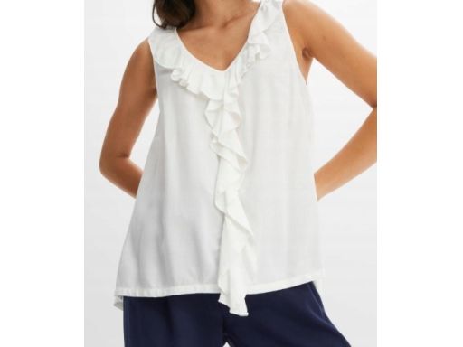 B.P.C bluzka top z falbaną śmietankowa 36/38.