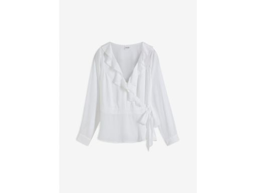 B.P.C biała bluzka kopertowa falbana r.44