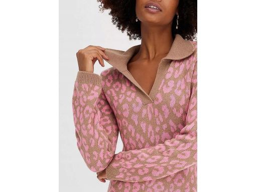 B.P.C sukienka dzianinowa w cętki beżowo-różowa r.40/42