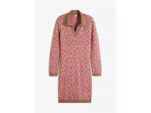 B.P.C sukienka dzianinowa w cętki beżowo-różowa r.40/42