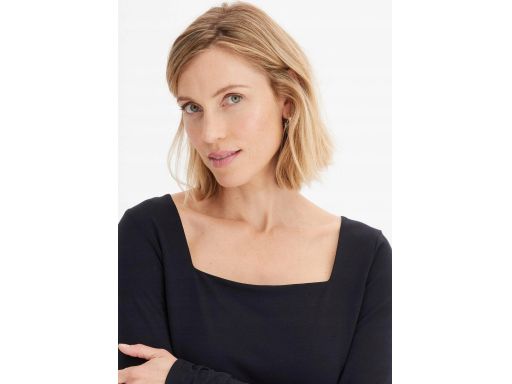 B.P.C bluzka czarna dekolt karo z długim rękawem 52/54.