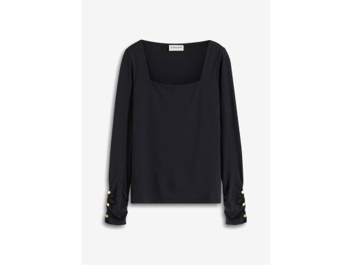 B.P.C bluzka czarna dekolt karo z długim rękawem 52/54.