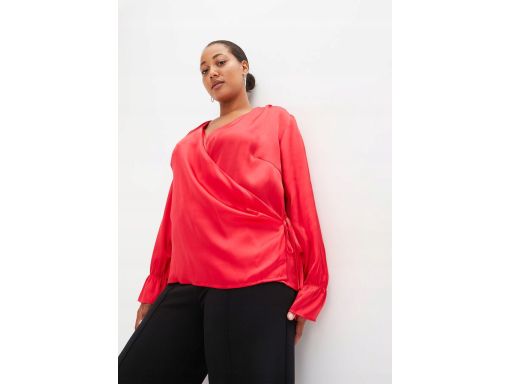 B.P.C czerwona bluzka kopertowa satynowa r.42