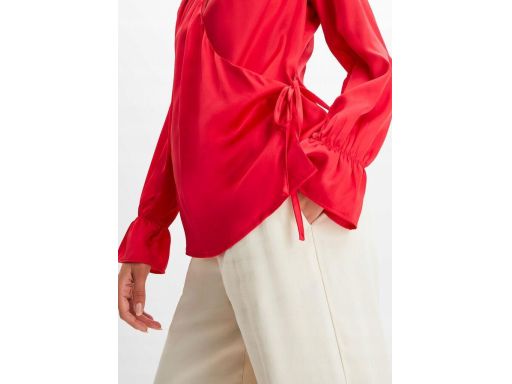 B.P.C czerwona bluzka kopertowa satynowa r.42