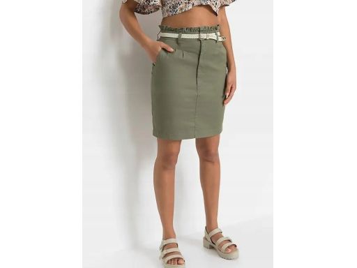 B.P.C spódniczka khaki z falbaneczką w pasie r.36