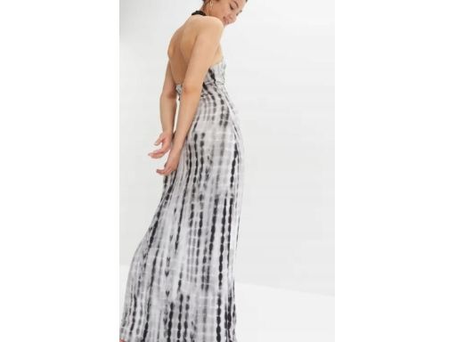 B.P.C długa sukienka biało-czarna cieniowana z koronką ^36/38