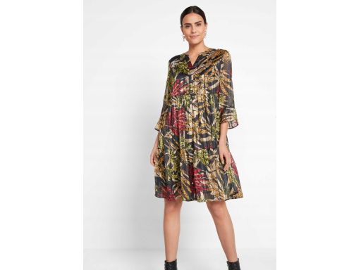 B.P.C sukienka szyfonowa kolorowa we wzory z falbanami 40.