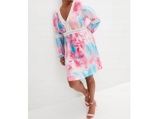 B.P.C letnia sukienka kolorowa z ażurową koronką r.44/46