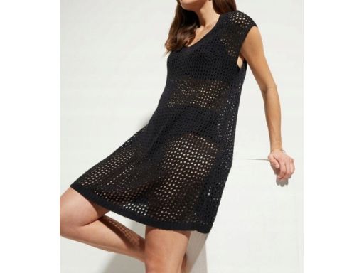 B.P.C plażowa tunika ażurowa czarna ^48/50