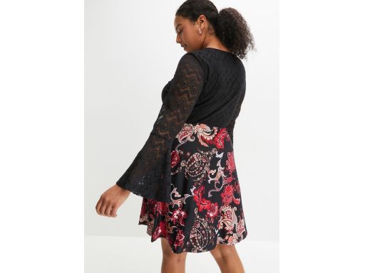 B.P.C sukienka z koronką czarna we wzory 36/38.