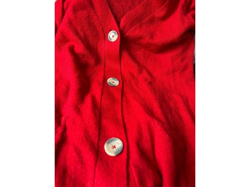 B.P.C długi czerwony sweter rozpinany z kieszeniami ^40/42