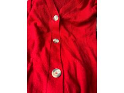 B.P.C długi czerwony sweter rozpinany z kieszeniami ^40/42