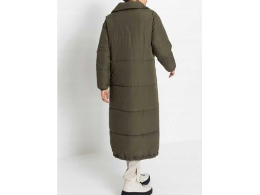 B.P.C płaszcz długi pikowany khaki ze stójką 40.