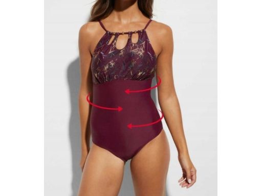 B.P.C kostium kąpielowy modelujący śliwkowy z nadrukiem złotym 40.