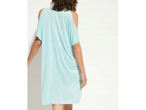 B.P.C sukienka tunika plażowa turkusowa z nadrukiem odkryte ramiona ^3