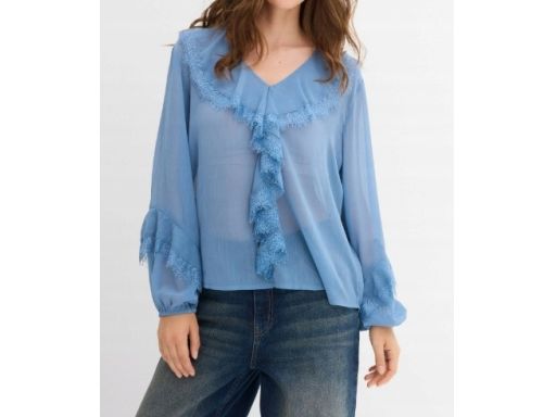 B.P.C bluzka z koronką i falbankami niebieska r.46