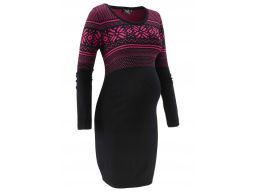 B.P.C dzianinowa ciążowa sukienka czarna w norweski wzór 36/38.