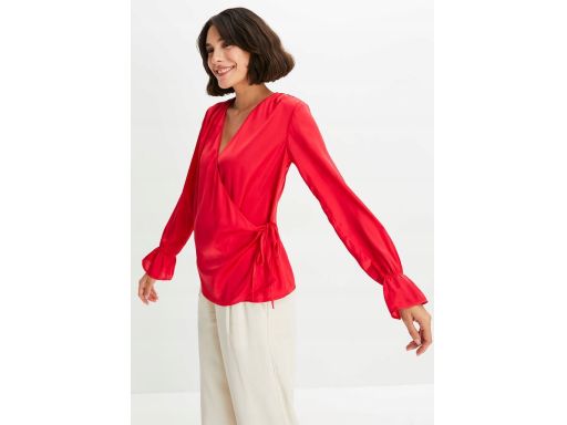 B.P.C czerwona bluzka kopertowa satynowa ^38