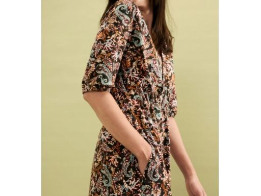 B.P.C sukienka bawełniana kopertowa we wzory midi r.52/54