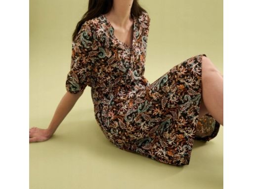 B.P.C sukienka bawełniana kopertowa we wzory midi r.52/54