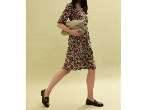 B.P.C sukienka bawełniana kopertowa we wzory midi r.52/54