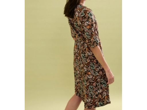 B.P.C sukienka bawełniana kopertowa we wzory midi r.52/54