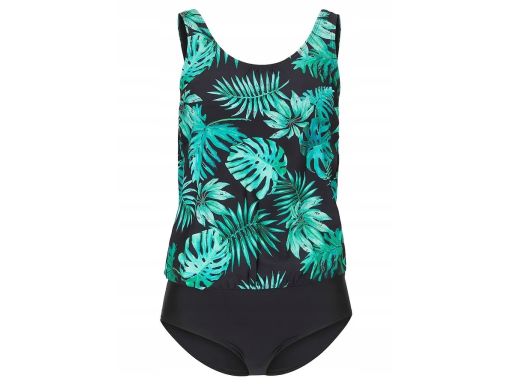 B.P.C kostium kąpielowy oversize czarny w zielone liście r.46