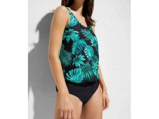 B.P.C kostium kąpielowy oversize czarny w zielone liście r.46