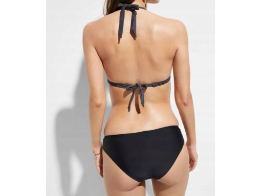 B.P.C. bikini wiązane trójkątne miseczki czarno-antracytowe z figami 4