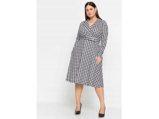 B.P.C sukienka midi czarno-biała w pepitkę r.32/34