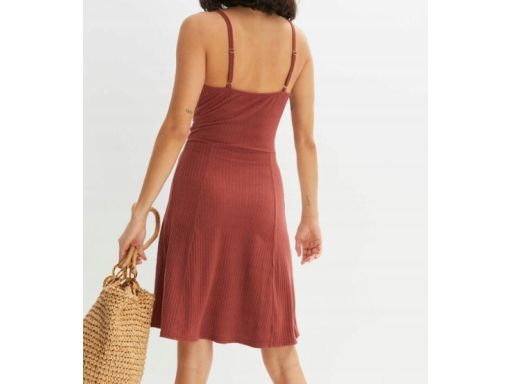 B.P.C sukienka brązowa w prążek na ramiączka 48/50.