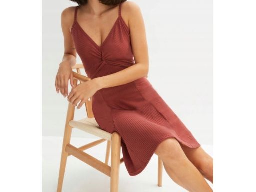 B.P.C sukienka brązowa w prążek na ramiączka 48/50.