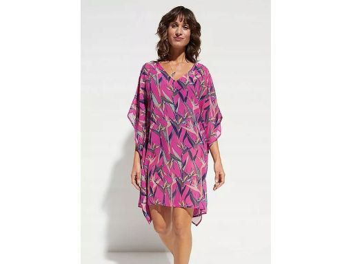B.P.C sukienka plażowa tunika we wzory szyfonowa fioletowa 44/46.