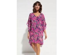 B.P.C sukienka plażowa tunika we wzory szyfonowa fioletowa 44/46.