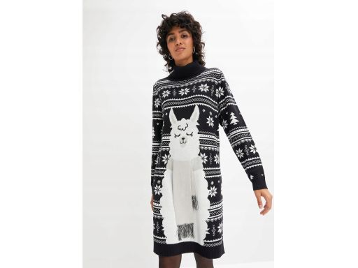 B.P.C sukienka dzianinowa świąteczna 3D z golfem 44/46.