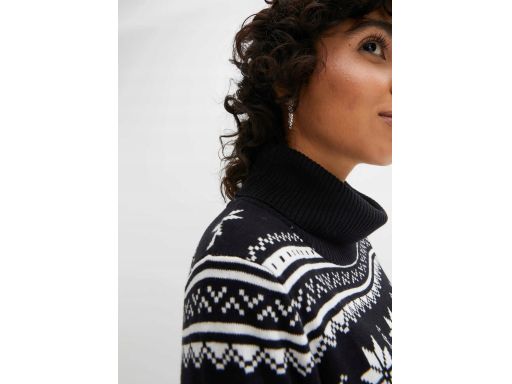 B.P.C sukienka dzianinowa świąteczna 3D z golfem 44/46.