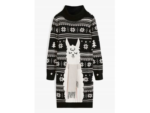 B.P.C sukienka dzianinowa świąteczna 3D z golfem 44/46.