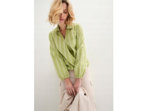 B.P.C bluzka kopertowa koszulowa zielona w pionowe paski ^46