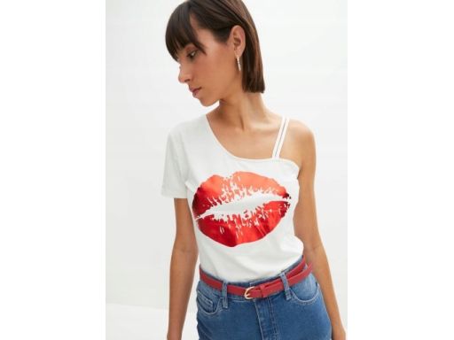 B.P.C t-shirt asymetryczny z nadrukiem r.48/50