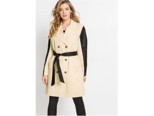 B.P.C trencz beżowy ze wstawkami eko skóry r.36