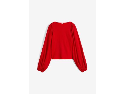 B.P.C bluzka truskawkowa z krepy szerokie rękawy 36/38.